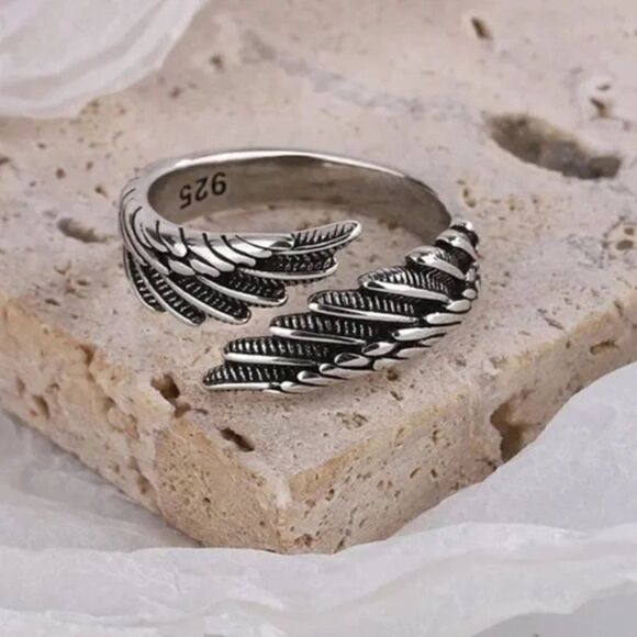 Vintage Style 925 Sterling Silver Wings Wrap Adjustable Ring - Picture 1 of 6